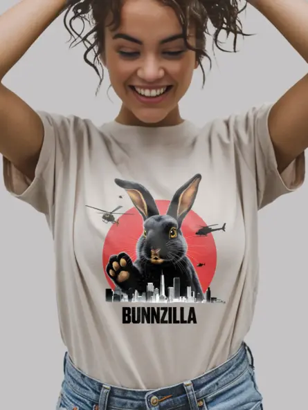 Bunnzilla bunny funny rabbit shirt in natural – bunnyzilla t-shirt