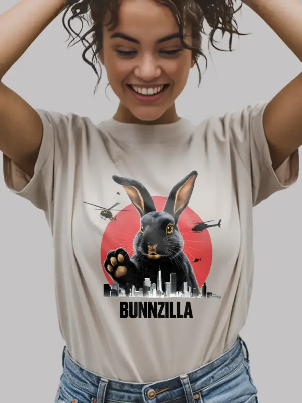 Bunnzilla bunny funny rabbit shirt in natural – bunnyzilla t-shirt