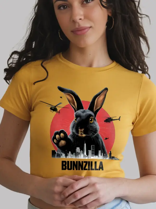 Bunnzilla bunny funny rabbit shirt in yellow – bunnyzilla t-shirt