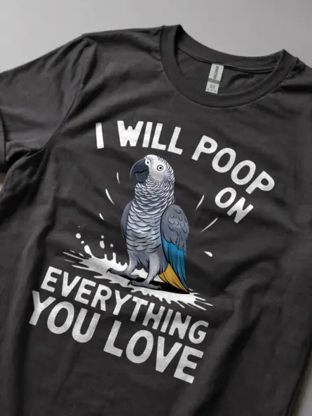African grey parrot tee dark heather color