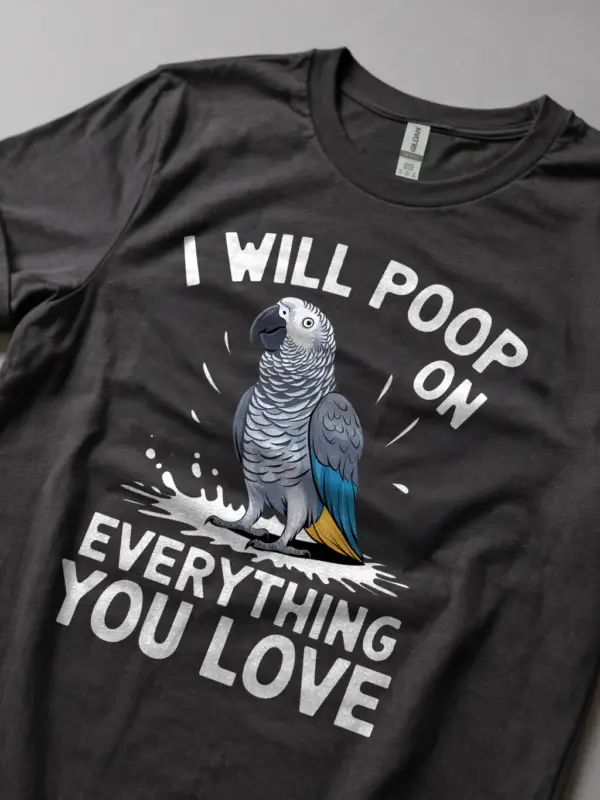 African grey parrot tee dark heather color