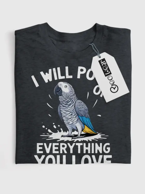 African grey parrot tee dark heather color