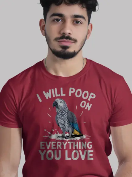 African grey parrot tee red color