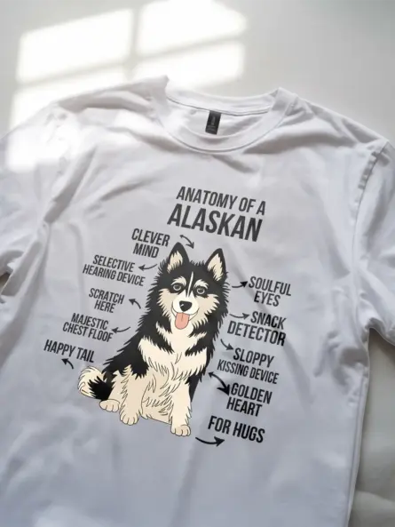 White anatomy of a malamute shirt – husky dog breed graphic