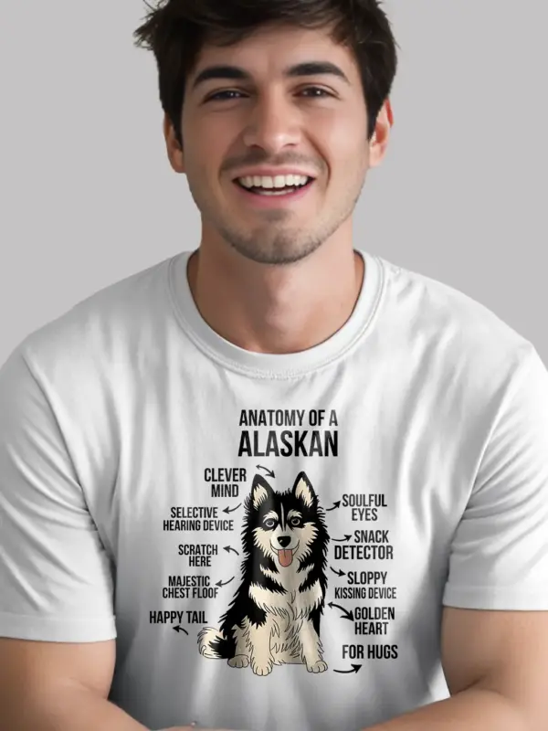 White anatomy of a malamute shirt – husky dog breed graphic