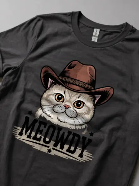 Exotic shorthair meowdy shirt in dark heather – cowboy cat lover tee