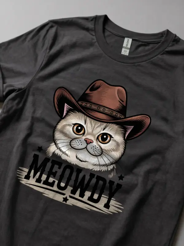 Exotic shorthair meowdy shirt in dark heather – cowboy cat lover tee