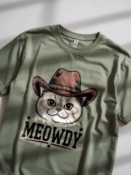 Military Green Exotic Shorthair Meowdy Shirt – Western Texas Meme