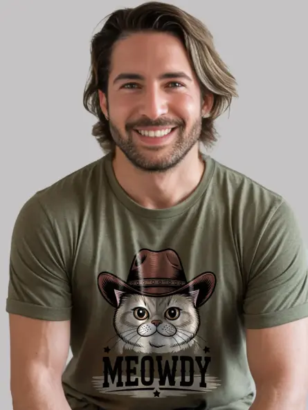 Military green exotic shorthair meowdy shirt – western texas meme