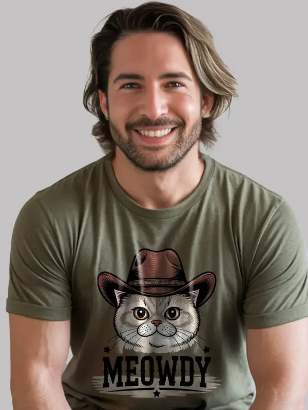 Military green exotic shorthair meowdy shirt – western texas meme