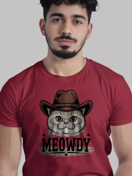 Red exotic shorthair meowdy shirt – cute cowboy cat t-shirt
