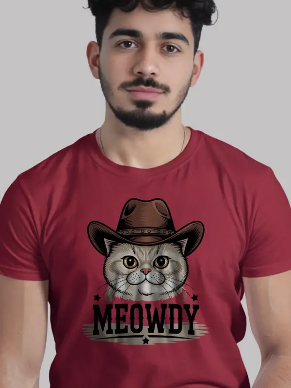 Red exotic shorthair meowdy shirt – cute cowboy cat t-shirt