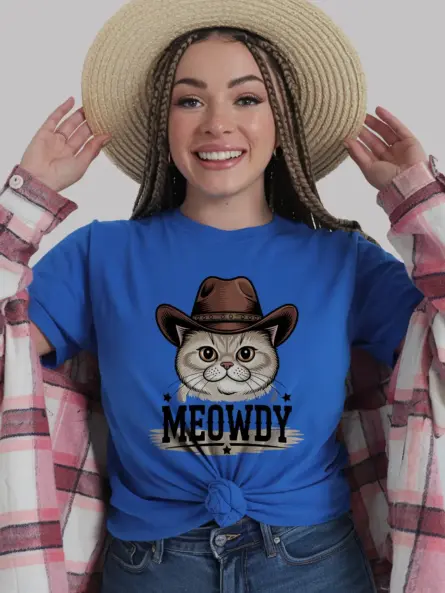 Royal blue exotic shorthair meowdy shirt – funny cat mom dad tee