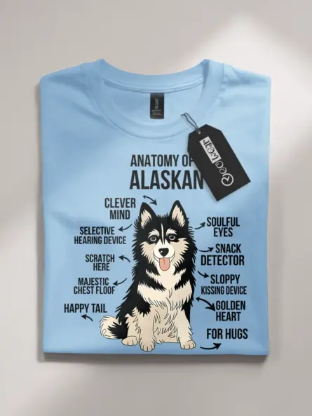 Light blue husky anatomy t-shirt for dog lovers