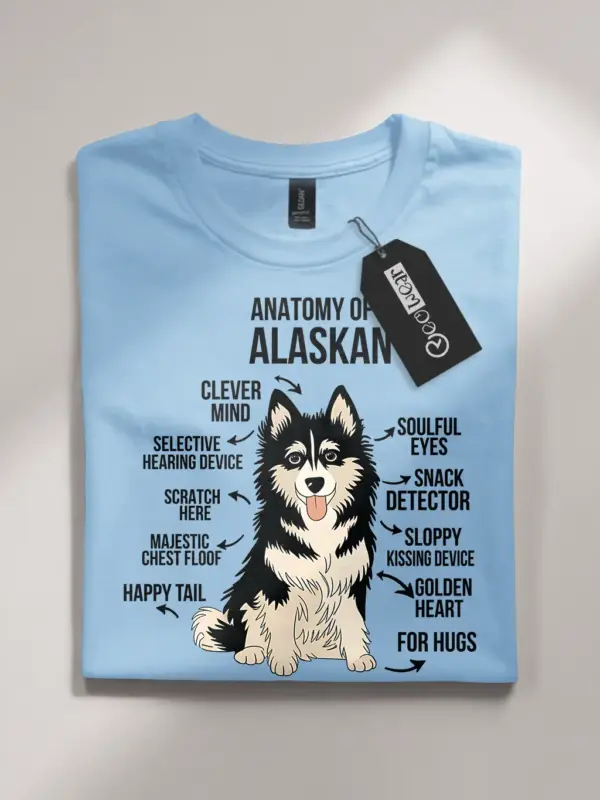 Light blue husky anatomy t-shirt for dog lovers