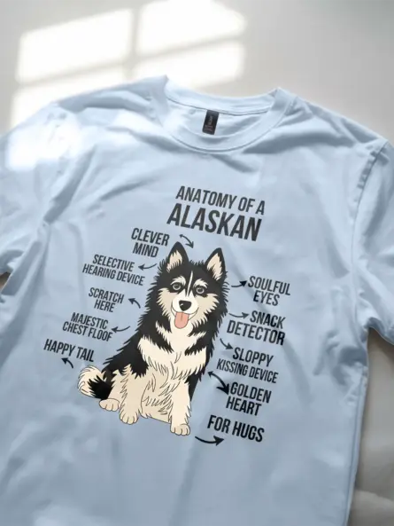Light blue husky anatomy t-shirt for dog lovers