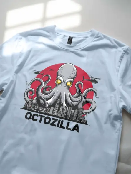 Light blue octopus shirt – cult movie humor graphic