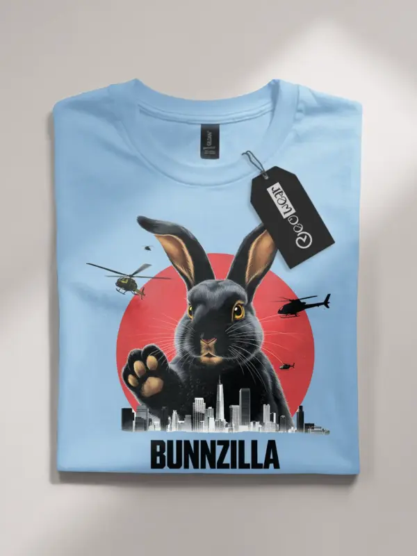 Bunnzilla bunny funny rabbit shirt in light blue – bunnyzilla t-shirt