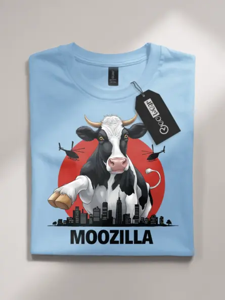 Vintage japanese sunset cow shirt with moozilla design