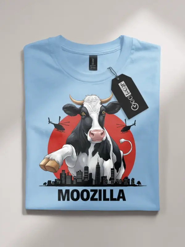 Vintage japanese sunset cow shirt with moozilla design