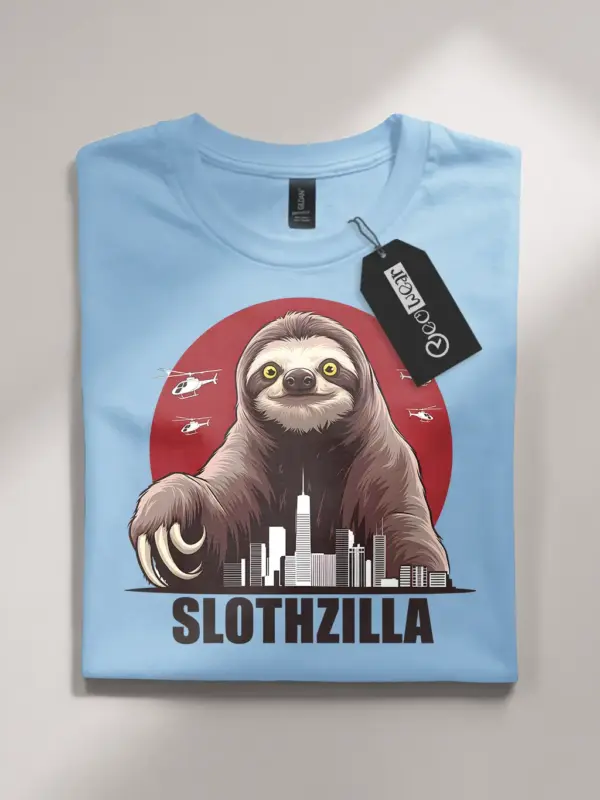 Light blue shirt slothzilla Funny sloth shirt – slothzilla meme tee for sloth lovers