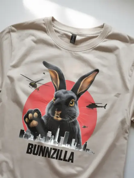 Bunnzilla bunny funny rabbit shirt in natural – bunnyzilla t-shirt