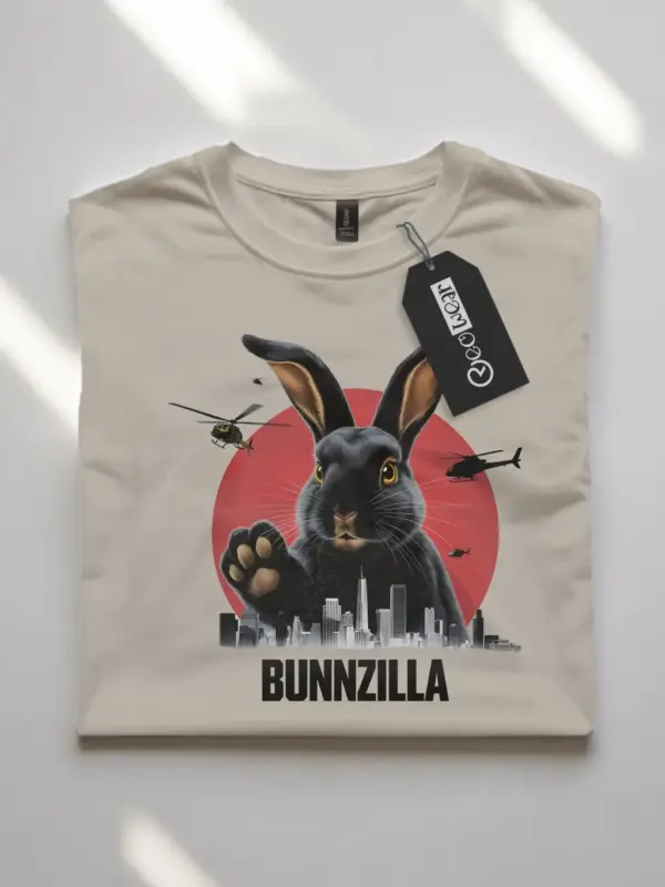 Bunnzilla bunny funny rabbit shirt in natural – bunnyzilla t-shirt