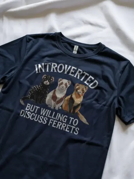 Cute ferret graphic tee with humorous quote