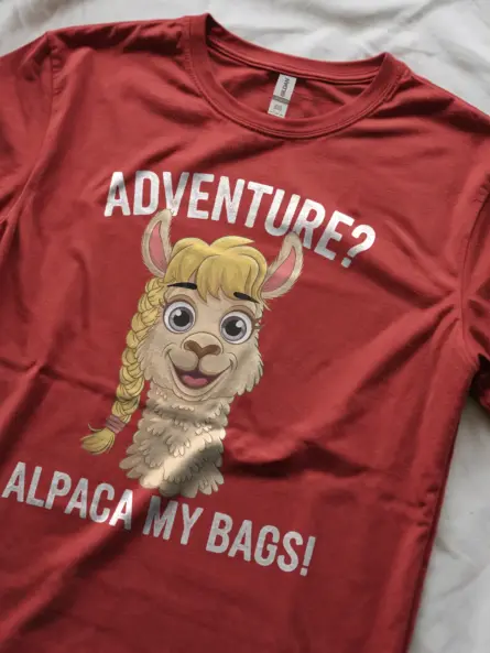 Adventure alpaca my bags funny travel shirt with cute alpaca design for travelers
