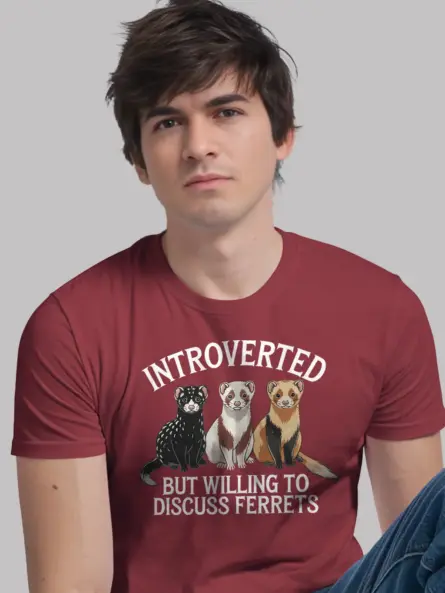 Introverted ferret shirt with three cartoon ferrets
