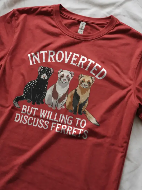 Introverted ferret shirt with three cartoon ferrets