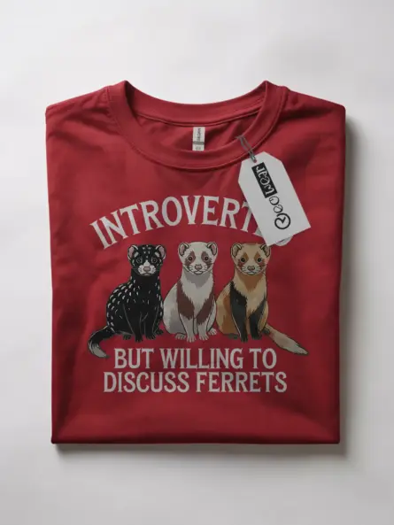 Introverted ferret shirt with three cartoon ferrets