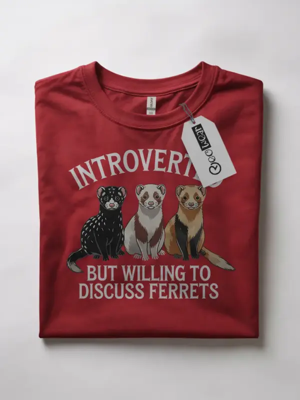 Introverted ferret shirt with three cartoon ferrets