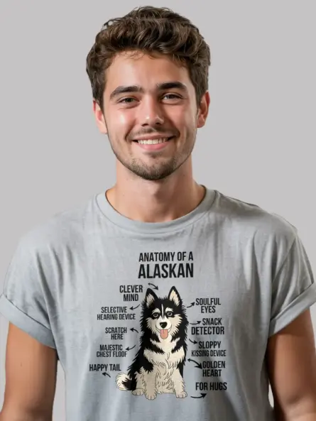 Sport grey dog breed graphic tee – malamute lover gift