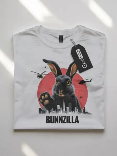 Bunnzilla bunny funny rabbit shirt in white – bunnyzilla t-shirt