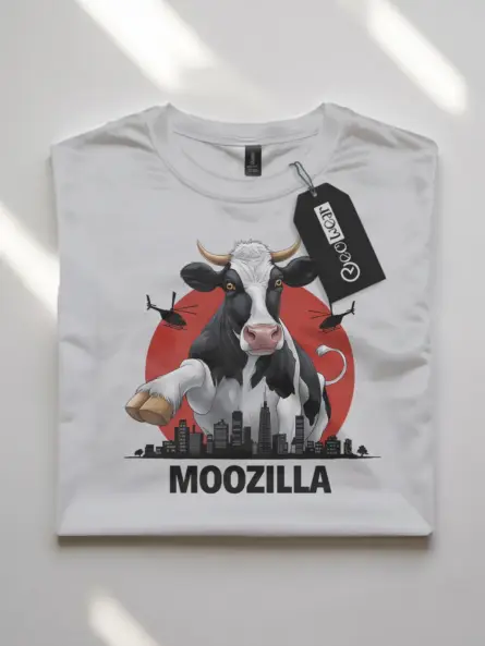 Funny moozilla cow t-shirt with japanese kaiju art