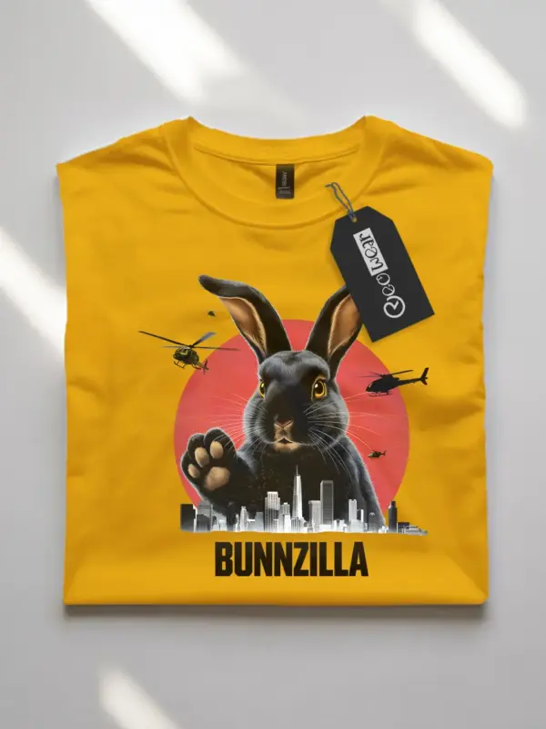 Bunnzilla bunny funny rabbit shirt in yellow – bunnyzilla t-shirt