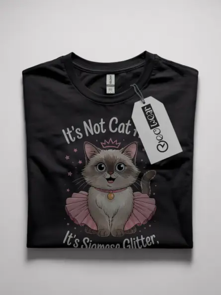 Siamese glitter shirt in black – funny cat tee