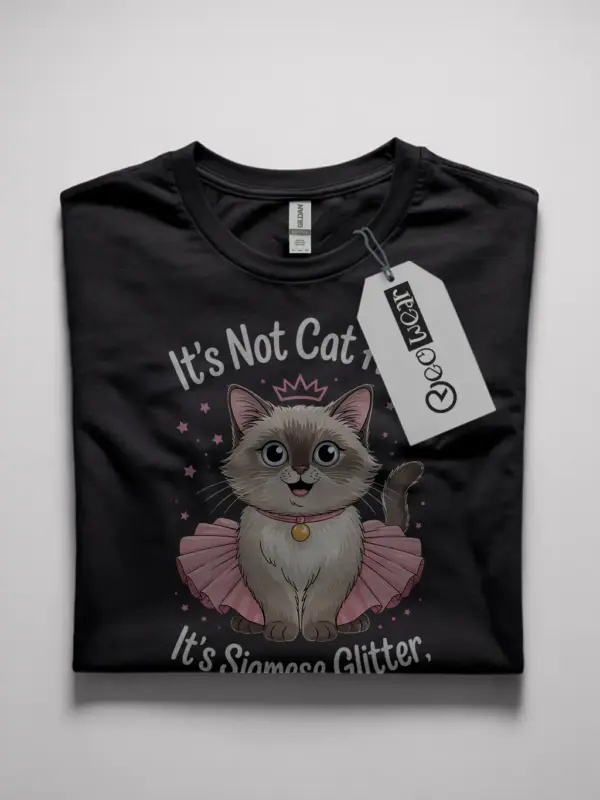 Siamese glitter shirt in black – funny cat tee