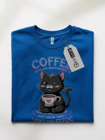 Navy sarcastic cat shirt – funny caffeine lover tee