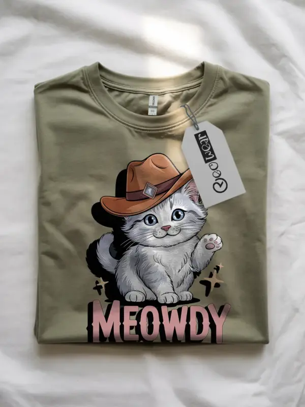 Military green korean bobtail meowdy shirt – western texas meme tee