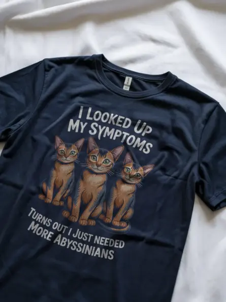 Navy abyssinian shirt – cute pet cat shirt for women and men