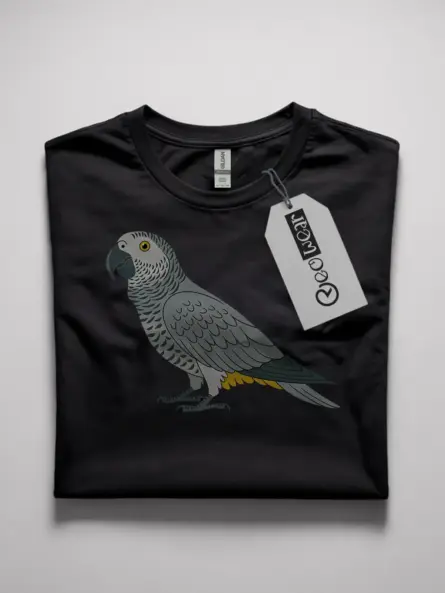 African grey parrot shirt in black – pet parrot tee