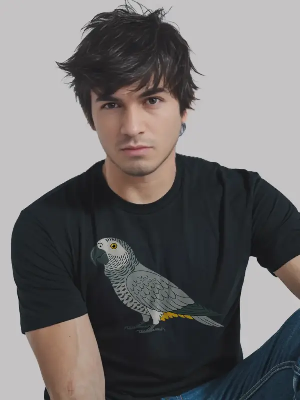 African grey parrot shirt in black – pet parrot tee