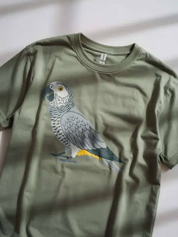 Military green african grey parrot shirt – unisex parrot lover tee