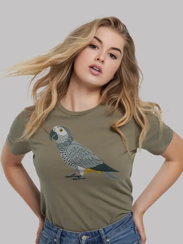 Military green african grey parrot shirt – unisex parrot lover tee