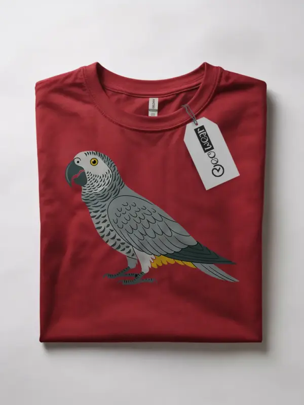Red african grey parrot shirt – exotic bird tee for parrot lovers