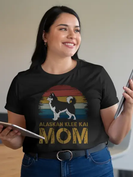 Laskan klee kai mom shirt in black – cute gray klee kai tee, dog mom gift