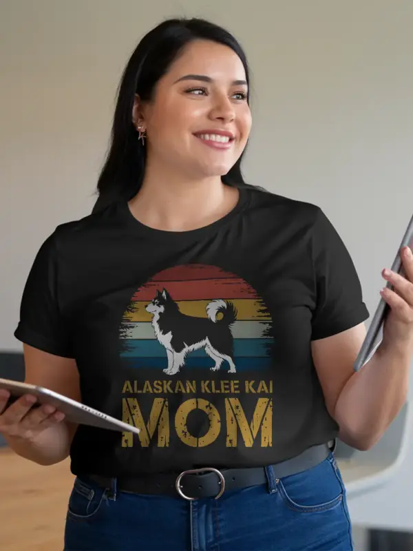 Laskan klee kai mom shirt in black – cute gray klee kai tee, dog mom gift