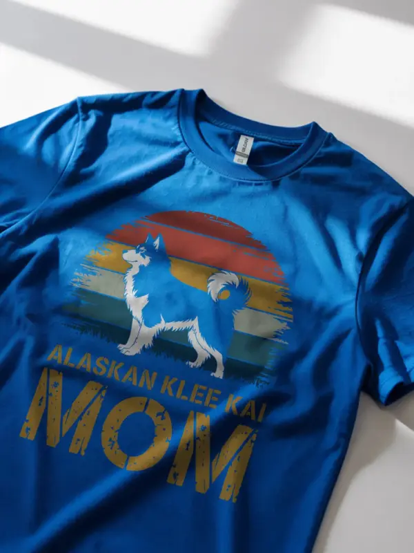 Royal blue klee kai mom shirt – grey dog lover top, cute pet gift